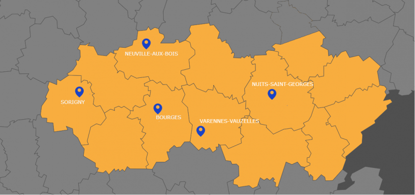 Map des zones d'activité de Kleber Malecot