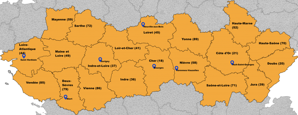 Zone d'activité de KM-Carte Region